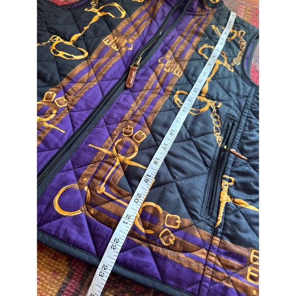 Lauren Ralph Lauren Black and Purple Quilted Vest with Gold Details - Picture 6 of 10
